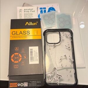 Casetify doodle chrome case and 2 screen/ camera protector